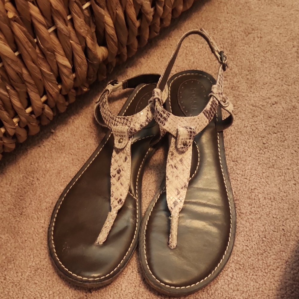 Stylish Snake Print Fossil Sandals